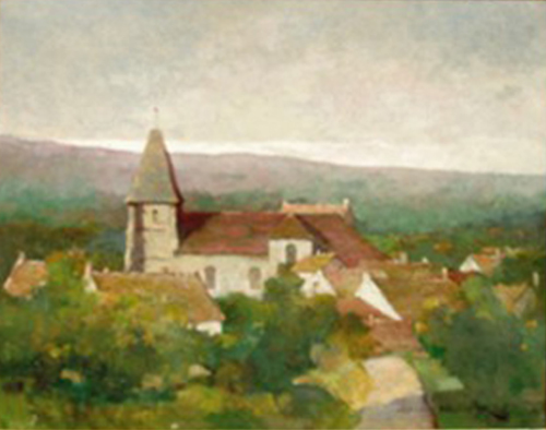 Le village et son glise par Maurice Gabriel Malzieux