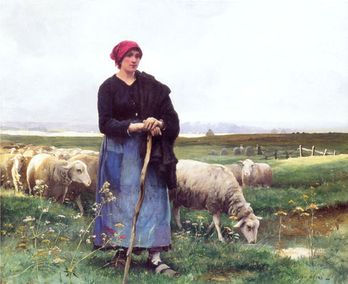 La bergere et son troupeau par Julien Dupr