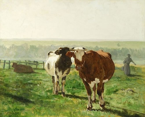 Vaches dans la prairie par Julien Dupr