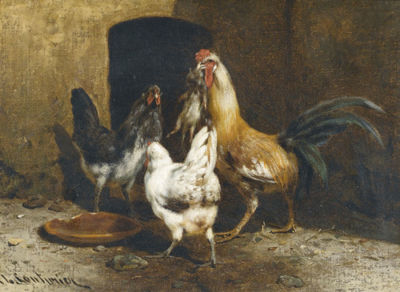 Le repas des poules par Philibert Lon Couturier