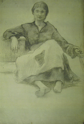 Femme assise souriant par Georges Paul Franois Laurent Lauge