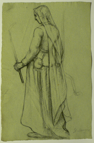 Femme debout tenant un cierge par Georges Paul Franois Laurent Lauge