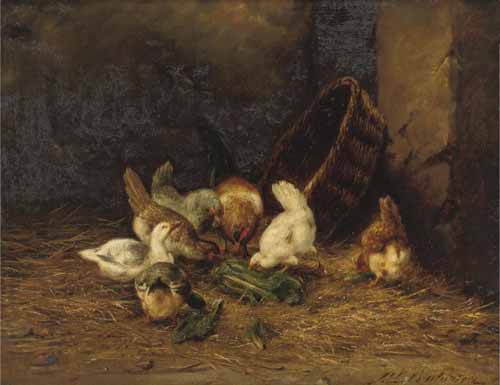 Le repas des poulets et des canards par Philibert Lon Couturier