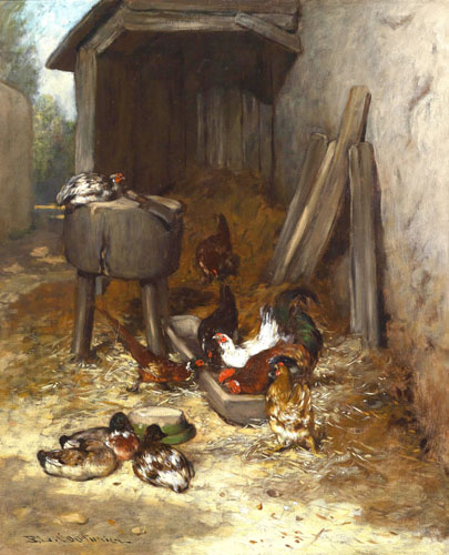 Canards dans la basse cour par Philibert Lon Couturier