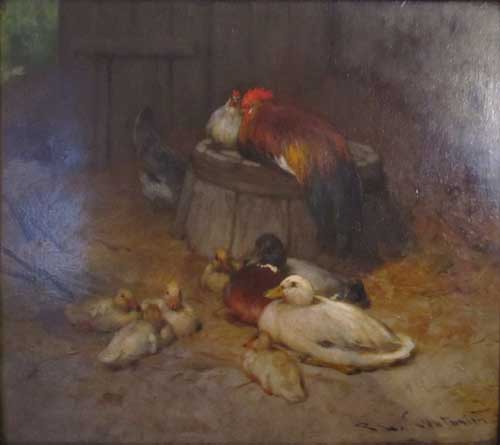 Canards et poules dans la basse cour par Philibert Lon Couturier
