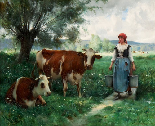 Jeune laitire au travail par Julien Dupr