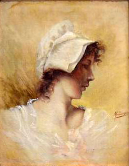 Portrait de jeune-femme  la coiffe par Marie Elonore Franoise Lauge