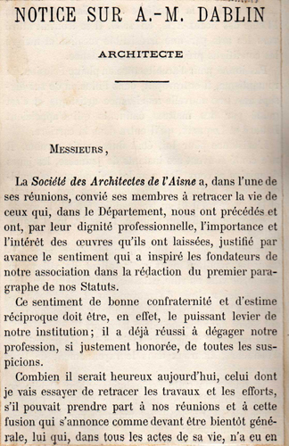 Notice sur A.-M. Dablin, architecte par Jules Charles Joachim Malézieux