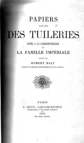 Papiers sauvs des Tuileries par Louis Charles Vieu