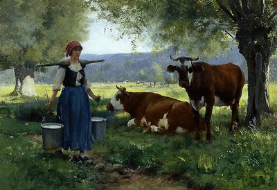 La laitiere et les vaches par Julien Dupr